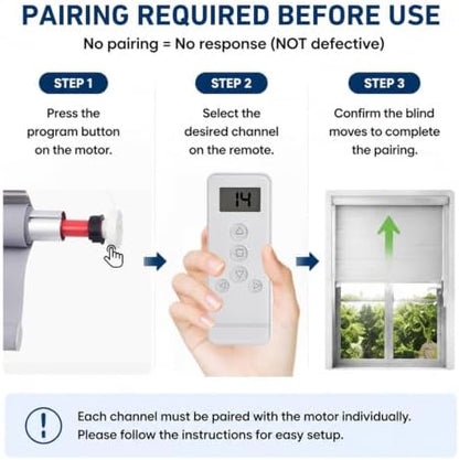 14 Channel RF Remote Control for Roller Shades – Compatible with ERB25/EY2512 Motorized Blinds Systems, Individual & Group Control, Replace Lost or Broken Remote for RF Tubular Motors (Not Universal)