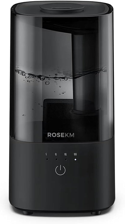 ROSEKM Humidifiers for Bedroom (1.1L), Small Cool Mist Humidifier for Home Plant and Baby Nursery, Quiet Ultrasonic Humidifier with 360° Nozzle, Auto Shut-Off, Filterless, Black