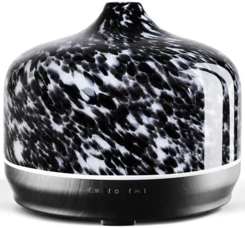 Porseme 500ml Glass Essential Oil Diffuser Aromatherapy Ultrasonic Cool Mist Humidifier 15-21 Running Hours Waterless Auto-Off Air Diffusers for Sleeping Yoga Working Spa(Pongo)