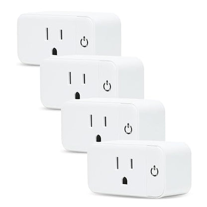 4 Pack Smart Home Wi-Fi Plugs - Alexa & Google Home Compatible, White, Toggle Switch, Automatic Operation