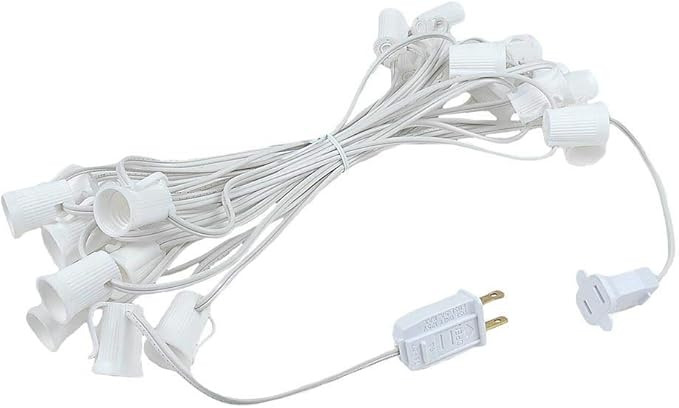 Novelty Lights 25 Foot C9 LED Outdoor Lighting Patio Christmas String Light Set, Red, White Wire, 25 Bulbs
