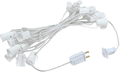Novelty Lights 25 Foot C9 LED Outdoor Lighting Patio Christmas String Light Set, Red, White Wire, 25 Bulbs