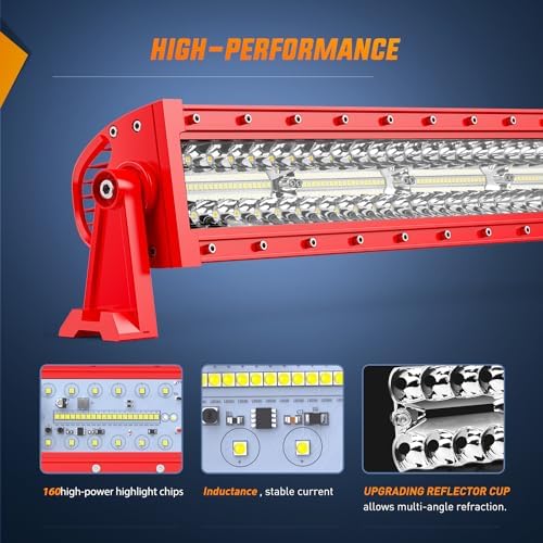 Nilight LED Light Bar 22 Inch with Wiring Kit on Truck SUV UTV, Red Shell