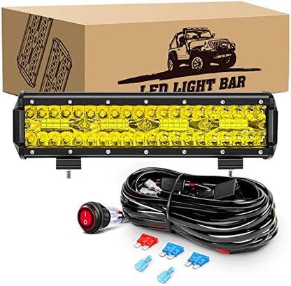 GOOACC 12Inch 240W Triple Row Amber Led Light bar 30000LM Flood Spot Combo Off Road Work Light Driving Boat with Wiring Harness for UTV Jeep Truck Boat, 2 Years Warranty