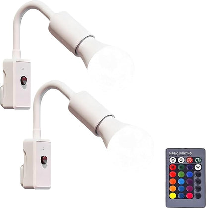 2 Pcs Multi-Angle Adjustable Color-Changing Led Light Bulb For Bedroom And Mood Lighting, Smart Remote, Dimmable 16 Colors, With 360° Flexible Plug-In Socket