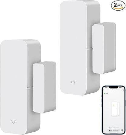 WiFi Door Sensor, Tuya Smart Door Window Sensor,Wireless Window Sensor Real-time Alarm Compatible with Alexa Google Assistant,Home Security Door Open Contact Sensor for Business Burglar Alert (2 Pack)
