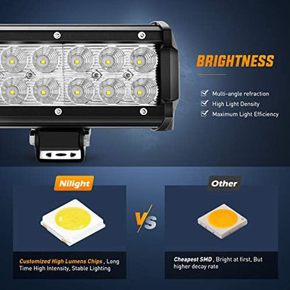 Nilight - 60009C-A 31" 198W Led Light Bar Flood Spot Combo Off Road Work Light Driving Fog Lights for SUV Boat 4x4 Jeep Lamp,2 Years Warranty