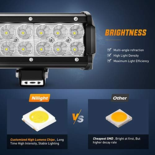 Nilight - 60007C-A 25" 162W Led Light Bar Flood Spot Combo Waterproof Driving Lights Off Road Lights for SUV UTE Truck ATV UTV