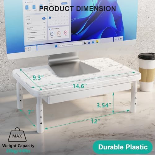 WALI Computer Monitor Stand with Storage, Monitor Riser 3 Height Adjustable
