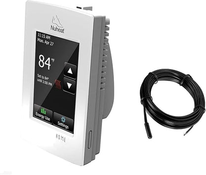 nVent Nuheat Home AC0056 Programmable Touchscreen Thermostat, for Radiant Heated Floors, 120V/ 240V Cables, with an Extra OJ Electronics Floor Heating Temperature Sensor and Built-in GFCI