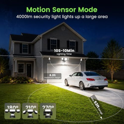 ALUSSO Motion Sensor Outdoor Lights, 40W 4000LM Flood Lights Outdoor 120V