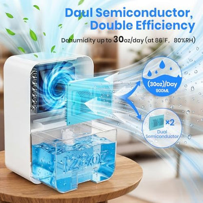 Dehumidifier,128oz Visible Water Tank 1000 sq.ft Dehumidifier for Home – Quiet Portable Unit with 24-Hour Timer, Auto Shut-off, Sleep Mode & 7-Color Night Light for Bathroom, Bedroom, Basement, RV