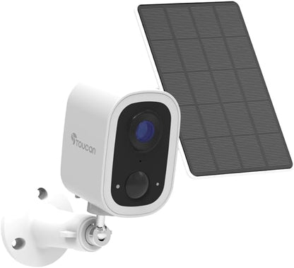 TOUCAN S4 Wireless Security Camera + Solar Panel Charger Bundle 2K Quad HD Battery Powered Outdoor Camera, Motion Detection Alerts, Two-Way Audio, Night Vision, No Subscription Required