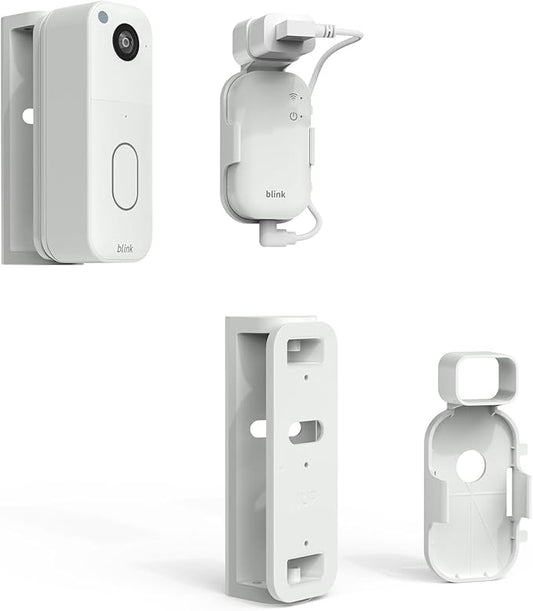 Huafly Outlet Wall Mount for Blink Video Doorbell (2nd Gen), with Outlet Wall Mount for Sync Module Core, Adjustable 0-45-Degree Blink Doorbell Camera Mount for Outdoor&Indoor