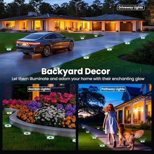 SOLPEX Solar Ground Lights Outdoor, Pathway Lights 12 Pack Cool White