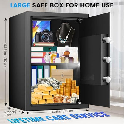 [19.7" Tall] Safe Box, 3.5 Cuft Home Safes with Fireproof Waterproof Bag
