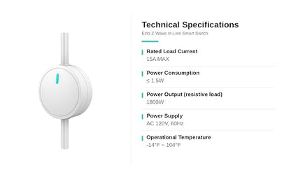 Ezlo Smart Switch Starter Kit | Includes 1 EzloPlus Home Hub + 2 in-line Switches