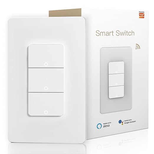 Smart Light Switch, Double Smart WiFi Light Switches, Single Pole Smart Switch, Smart Switch 3 Gang Compatible with Alexa Google Assistant