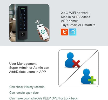 WiFi Remote Manage IP66 Watreproof Access Control Keypad ANSI Standard North American Heavy Duty Electric Strike Lock Push Exit Button Smart Phone App Remote ADD/Delete User