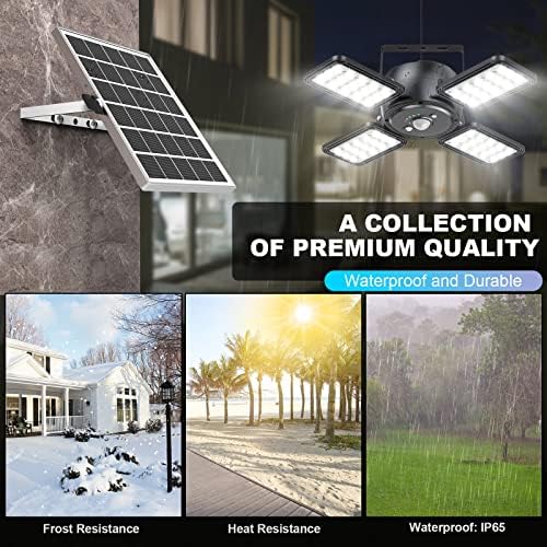 Latband Solar Shed Light Outdoor Indoor Solar Powered Motion Sensor Pendant Light,144LED 1200LM Daytime Work with 5 Modes & Remote Control 4 Heads IP65 Waterproof for Garage Barn Shop 2 Pack