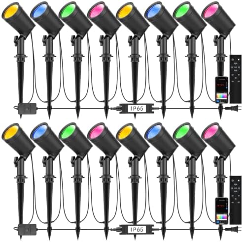 SUNTHIN 16 Pack Smart RGBW Landscape Lights, Color Changing LED Spot Lights