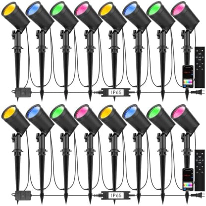 SUNTHIN 16 Pack Smart RGBW Landscape Lights, Color Changing LED Spot Lights