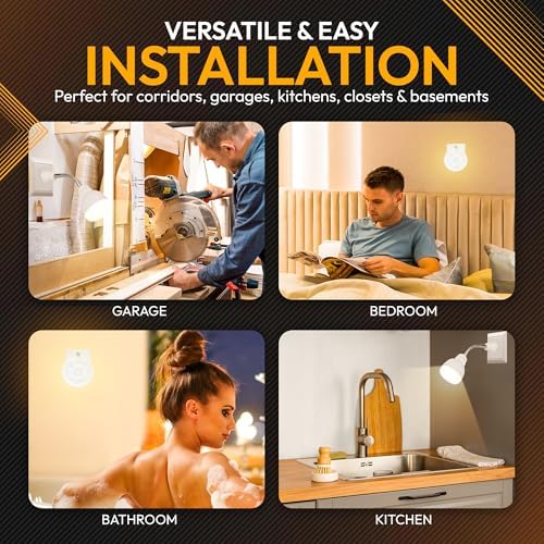 LED Motion-Activated Directional Rotating Flexible Sensor Dusk to Dawn Night Light AC Outlet Plug-in Wall Stair Lamp Indoor 360° Bedroom Hallway Stairway Garage Basement Corridor