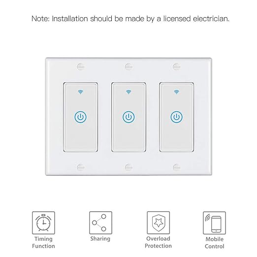 Zigbee Paddle Touch Smart Switch, Compatible with Alexa, Google Home, Hubitat, and HA, Neutral Wire Required (3)
