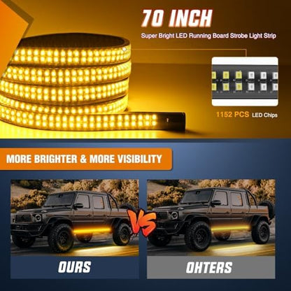 Nilight 2PCS 70 Inch Running Board LED Lights Strip Amber for Truck