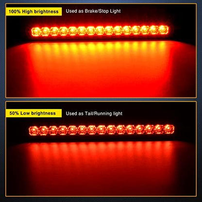 Nilight Trailer Light Bar 2PCS 10" 15 LED Red Park Stop Turn Tail Lights