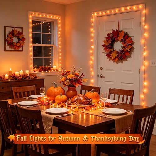 JMEXSUSS 100 LED USB Orange Fairy Lights Plug in, 33 Ft Orange Lights