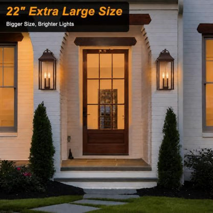 22IN Dusk to Dawn Outdoor Light Fixture, 2-E12 Base Porch Light
