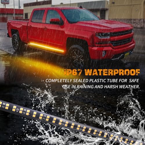 XRIDONSEN 2PCS 70 inch Running Board Emergency Lights Amber Strobe Lights