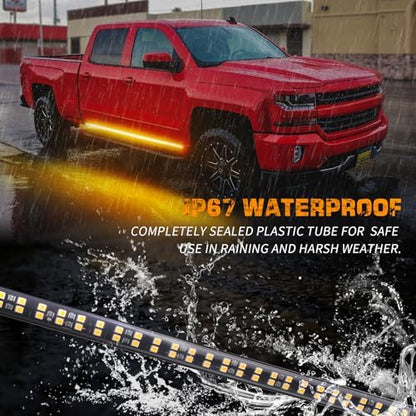 XRIDONSEN 2PCS 70 inch Running Board Emergency Lights Amber Strobe Lights