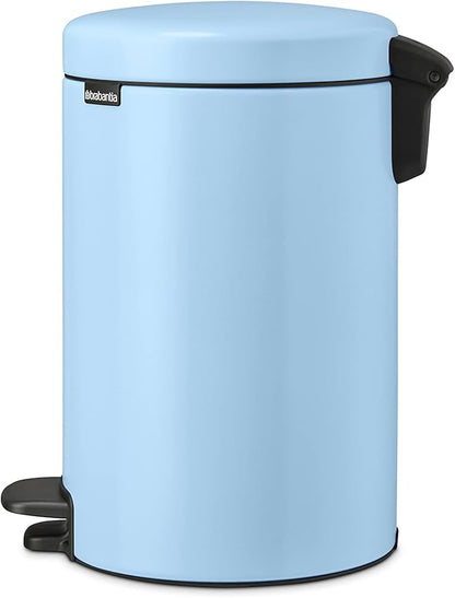Brabantia Step-On Small Trash Can | Dreamy Blue | 3.2 Gallon / 12L | Bathroom, Bedroom, Office Trash Can, Light Pedal Opening, Handle & Removable Inner Bucket | 9.9 x 13.3 x 16.2 | + Trash Bags