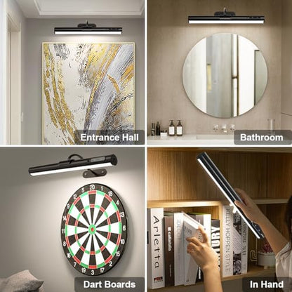 Hapfish Picture Lights for Wall Battery Operated,Wireless Art Light - Black
