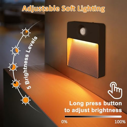 Guankai 3 Pack Motion Sensor Stair Light for Indoor, Rechargeable Battery Operated Night Lights, RGBW Stick On Closet Lamp, Motion Activated Magnetic Lighting Lamps for Step, Cabinet,Hallway,Bathroom