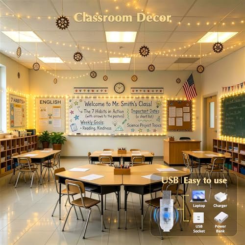 JMEXSUSS 200 LED Twinkle Fairy Lights Bedroom, 66ft Classroom Lights USB