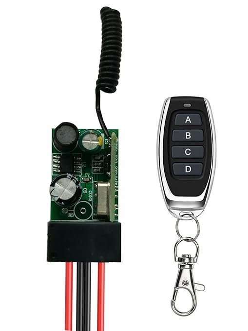 12v Remote Control Switch,4 Way Mini Wireless Switch,DC 12V/24V/48V/10A Relay with 328FT Long Range, Wireless RF Switch for Car,Lamps,LED Lights,Fans(2 Remote Controls,4 Receivers)