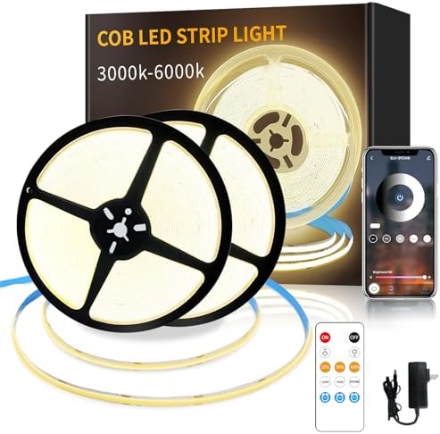 100FT COB LED Strip Lights Warm White Dimmable DC 24V 3000K