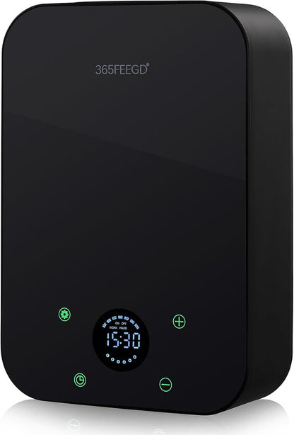 Waterless Essential Oil Diffuser, Portable Bluetooth Aromatherapy Device for Home, 24/7 Customizable Schedule, 1600 sq ft Coverage, 2×D Cell or Plug-in Powered (Dual Power-Black)