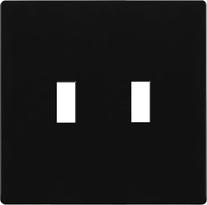 ENERLITES Screwless Double Toggle Switch Wall Plate, Child Safe Dual Light Switch Cover, Standard Size 2-Gang 4.68" x 4.73", Unbreakable Polycarbonate Thermoplastic, UL Listed, SI8812-BK, Glossy Black
