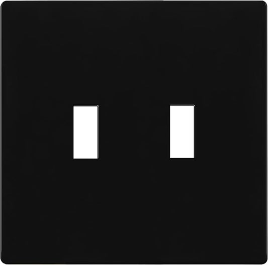 ENERLITES Screwless Double Toggle Switch Wall Plate, Child Safe Dual Light Switch Cover, Standard Size 2-Gang 4.68" x 4.73", Unbreakable Polycarbonate Thermoplastic, UL Listed, SI8812-BK, Glossy Black