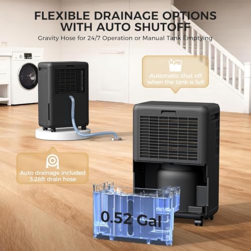 2000 Sq.Ft Dehumidifier Basement, 30 Pints, Heavy-Duty Compressor