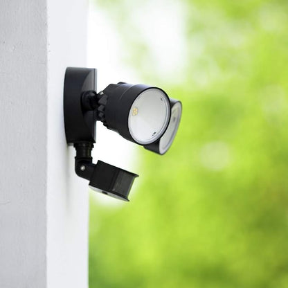 LUTEC Shrimp P6221B-PIR24 2000 Lumen 18 Watt 26 LED Motion Activated Integrated Dual-Head Floodlight Outdoor, IP54 Waterproof Exterior Security Wall Light for Patio, Garden, Yard-Black