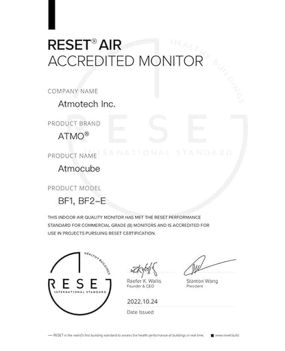 Atmocube Professional 12-in-1 Indoor Air Quality Monitor – CO2, PM2.5, Formaldehyde (CH2O), TVOCs, NOx, Noise & Light Sensor – Wi-Fi, Ethernet & PoE Connectivity – Real-Time Smart Cloud Dashboard