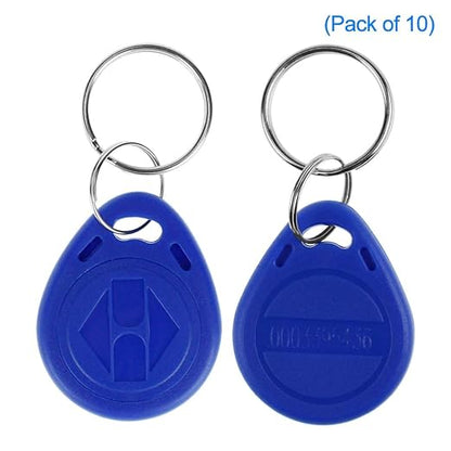 LIBO 125KHz Smart ID Key Tag Card RFID Access Control Key Card Proximity EM4100 TK4100 Keyfobs Keychains NFC Token Badge Holder (Blue, Pack of 10)