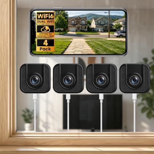 3MP Window Camera,WiFi Indoor Cameras for Home Security-4Pack Black