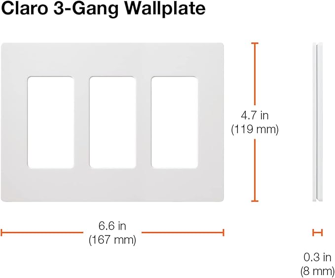 Lutron Claro 3 Gang Decorator/Rocker Wallplate, Satin, Palladium (1-Pack) | SC-3-PD