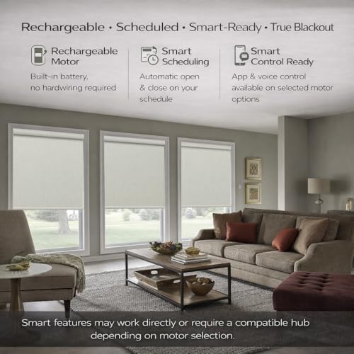 ZSHINE Motorized Blackout Roller Shades Remote Control Rechargeable(82164B)